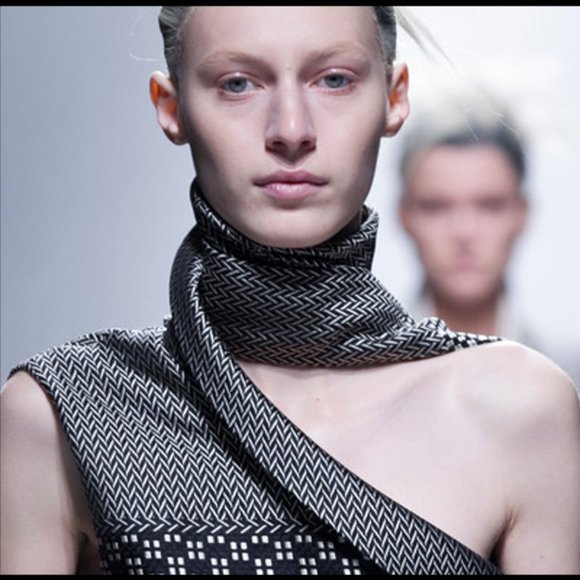 New Haider Ackermann Fall 2013 jacquard weave scarf collar one shoulder blouse - Picture 4 of 14